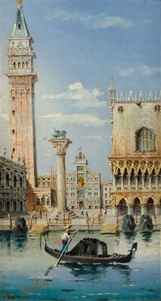 View Of Venice With The Doge's Palace Oil Painting by Carlo Grubacs