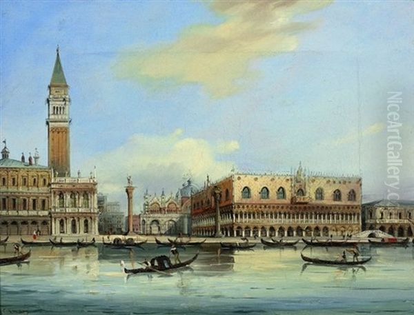 Vue Du Palais Des Doges Et De La Piazzetta, Venise Oil Painting by Carlo Grubacs