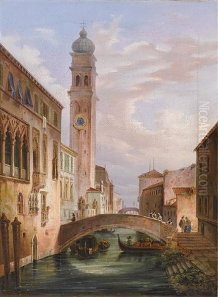 View Of The Campanile Von San Giorgio Dei Greci In Venice Oil Painting by Carlo Grubacs