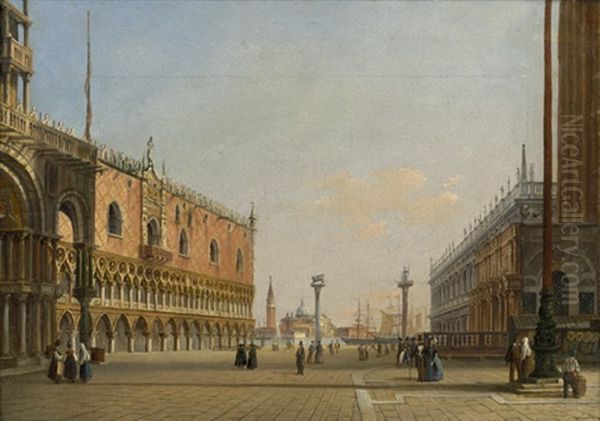 Ansicht Der Piazza San Marco In Venedig Mit Blick Auf San Giorgio Maggiore Oil Painting by Carlo Grubacs