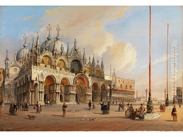 Dogenpalast Und Markuskirche In Venedig Oil Painting by Carlo Grubacs