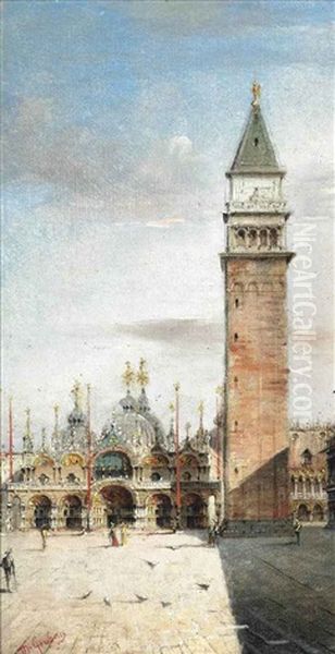 Before The Basilica, Saint Mark's Square, Venice Oil Painting by Carlo Grubacs