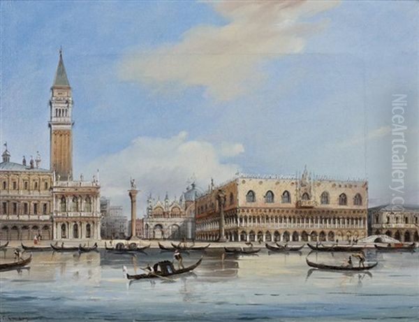 Vue De La Piazzetta A Venise Oil Painting by Carlo Grubacs