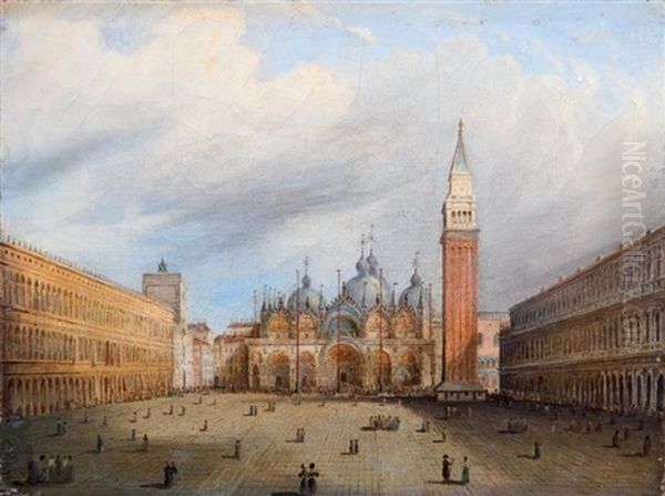 Venise, Vue De La Place Saint-marc Oil Painting by Carlo Grubacs