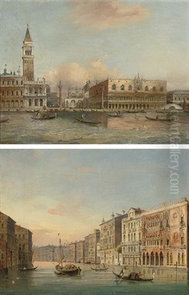 The Molo, Venice (+ Another; Pair) Oil Painting by Carlo Grubacs