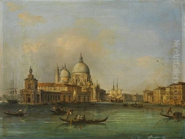 Ansicht Des Dogenpalasts (+ Ansicht Santa Maria Della Salute; 2 Works) Oil Painting by Carlo Grubacs