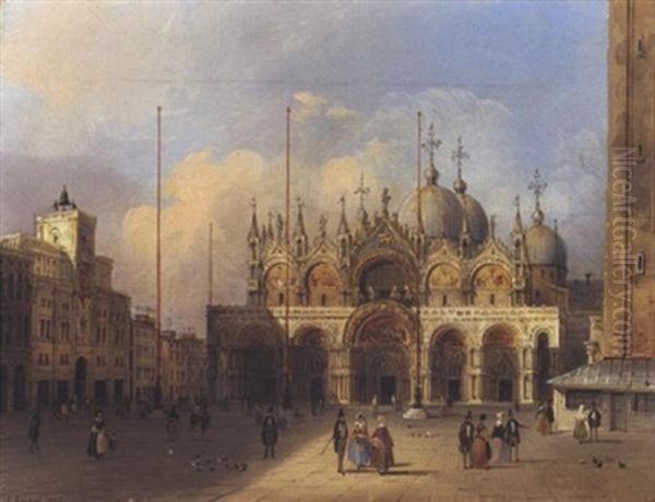 Ansicht Des Markusplatzes In Venedig Oil Painting by Carlo Grubacs