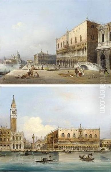 The Riva Degli Schiavoni With A View Of The Doge's Palace Oil Painting by Carlo Grubacs