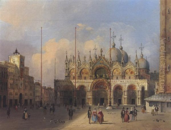 Ansicht Des Markusplatzes In Venedig Oil Painting by Carlo Grubacs