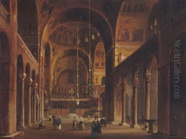 Inneres Der Markuskirche In Venedig Oil Painting by Carlo Grubacs