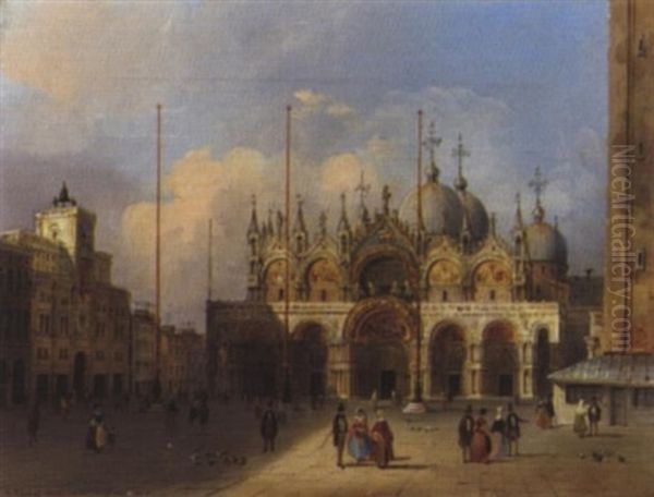 Vue De La Place Saint Marc A Venise Oil Painting by Carlo Grubacs