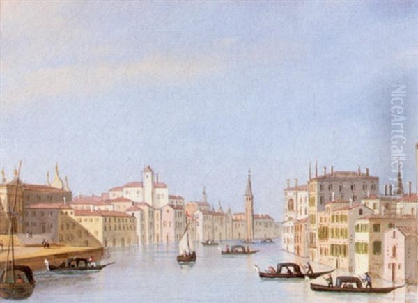 Venice, A View Of The Grand Canal Oil Painting by Carlo Grubacs