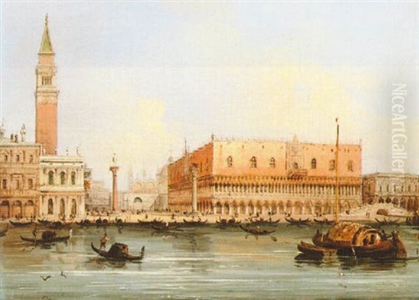 St. Mark's Square And The Doge's Palace From The Bacino Oil Painting by Carlo Grubacs