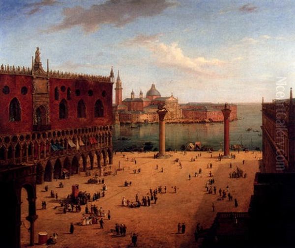 Puppet Show In St. Mark's Square Oil Painting by Carlo Grubacs