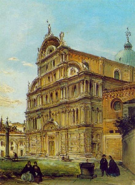 Blick Auf Die Kirche San Zaccaria In Venedig Oil Painting by Carlo Grubacs