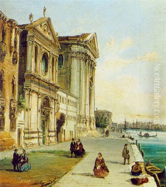 Blick Auf Den Canale Della Giudecca Mit Der Gesuati-kirche In Venedig Oil Painting by Carlo Grubacs