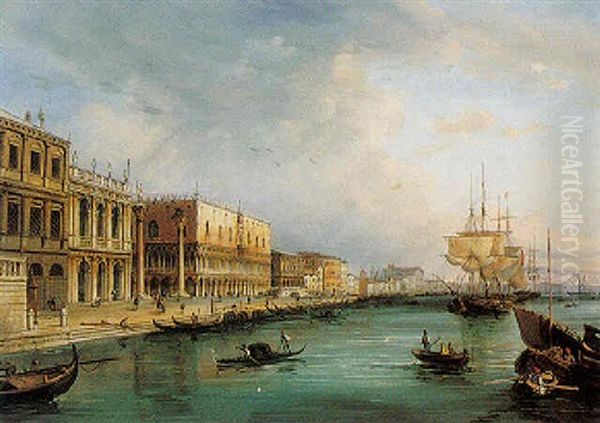 The Doges' Palace Seen From The Grand Canal Oil Painting by Carlo Grubacs