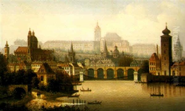 A View Of Prague Oil Painting by Carlo Grubacs