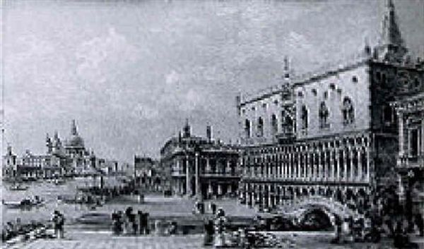 The Canal Grande, Venice, With The Santa Maria Della Salute Beyond Oil Painting by Carlo Grubacs