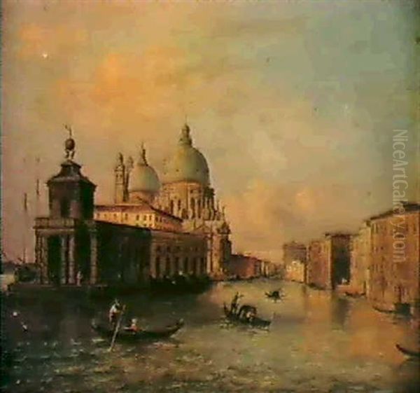 Views Of S. Maria Della Salute And The Piazzetta From The   Grand Canal, Venice Oil Painting by Carlo Grubacs