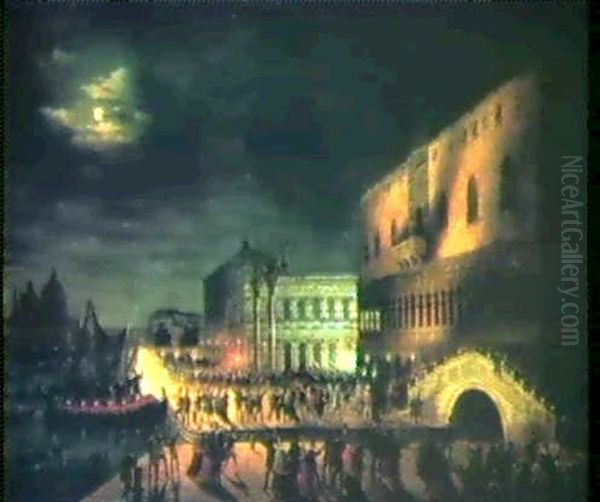 Carnivale At The Piazza San Marco, Evening Oil Painting by Carlo Grubacs