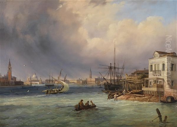 Blick Auf Venedig Bei Gewitterstimmung Oil Painting by Carlo Grubas