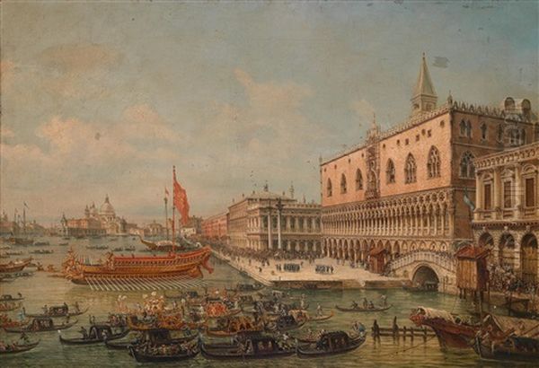 Aufbruch Der Bucentaur Des Dogen Von Venedig Oil Painting by Carlo Grubas