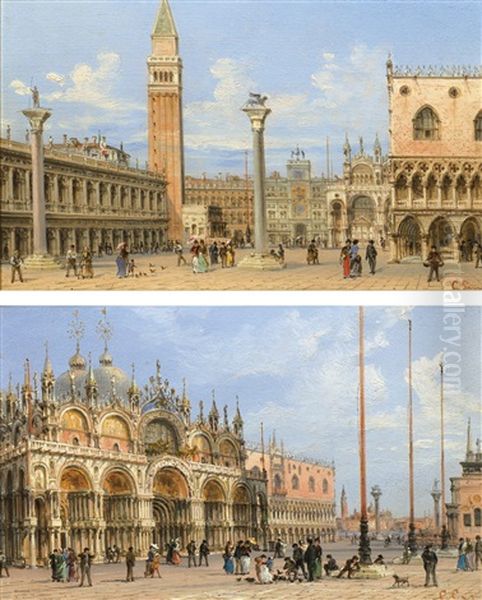 La Basilique Saint Marc Et La Piazzetta San Marco, Venise Oil Painting by Giovanni Grubas