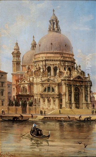 View Of The Santa Maria Della Salute In Venice Oil Painting by Giovanni Grubas