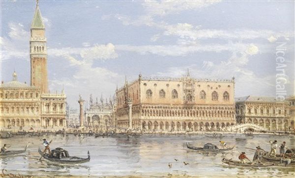 The Piazzetta And Doge's Palace Oil Painting by Giovanni Grubas