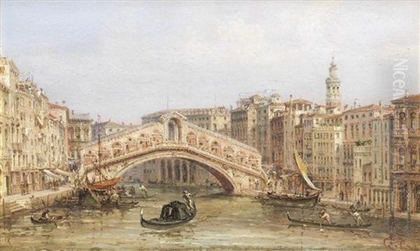 The Rialto Bridge Oil Painting by Giovanni Grubas