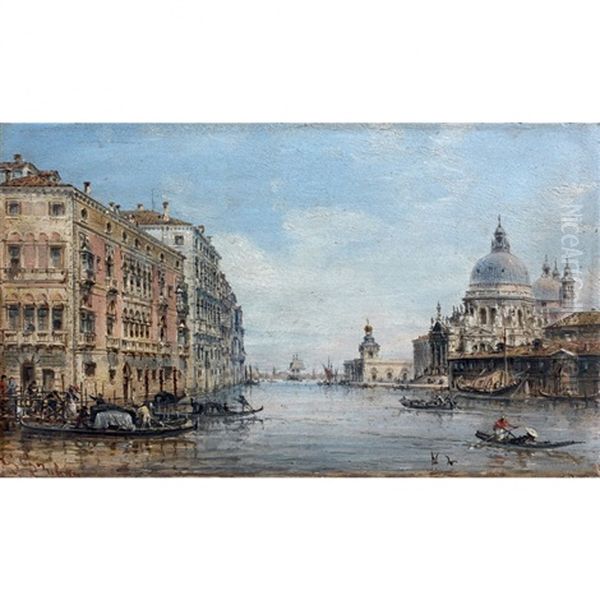 Vue De Santa Maria Della Salute Depuis Le Grand Canal Oil Painting by Giovanni Grubas