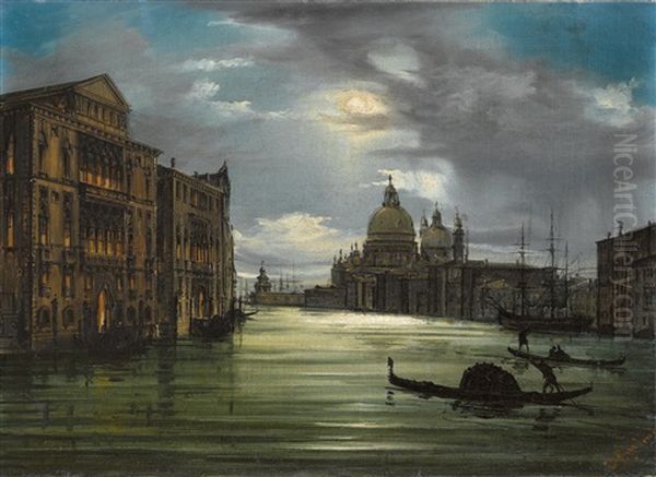 Ansicht Von Venedig Im Mondlicht Oil Painting by Giovanni Grubas