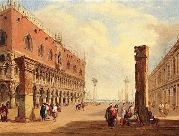 Die Piazetta San Marco In Venedig Oil Painting by Giovanni Grubas