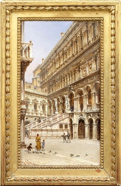 L'escalier Des Geants A Venise Oil Painting by Giovanni Grubas