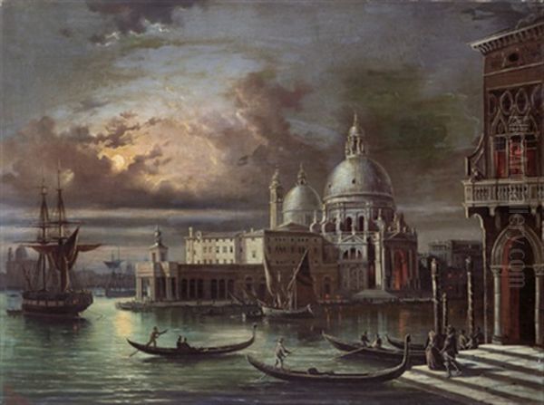 Blick Auf S. M. Della Salute Und Die Dogana Oil Painting by Giovanni Grubas