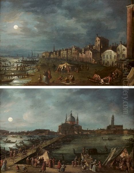 La Fete De Sainte Marthe (+ Le Pont Du Redempteur; Pair) Oil Painting by Giovanni Grubas