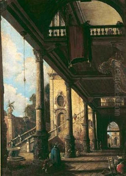 Caprice Architectural Oil Painting by Giovanni Grubas