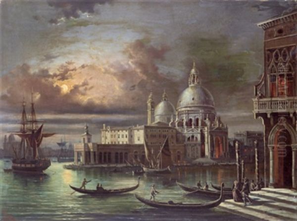 Blick Auf S. M. Della Salute Und Die Dogana Oil Painting by Giovanni Grubas