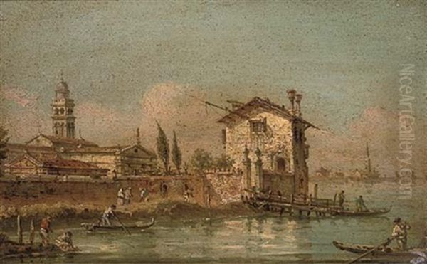 San Michele, With Venice In The Background Oil Painting by Giovanni Grubas