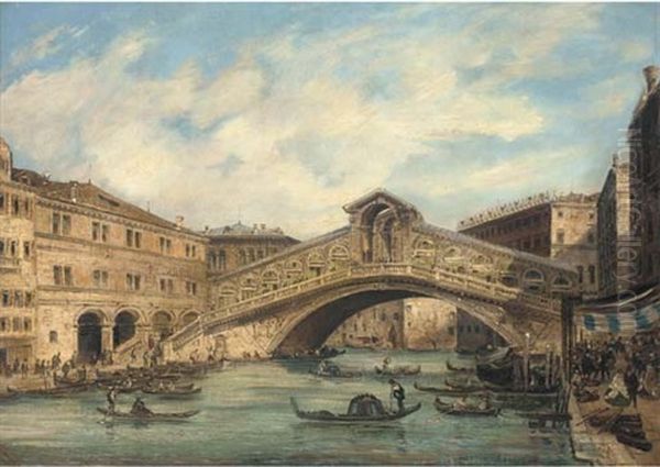 The Rialto Bridge, Venice Oil Painting by Giovanni Grubas