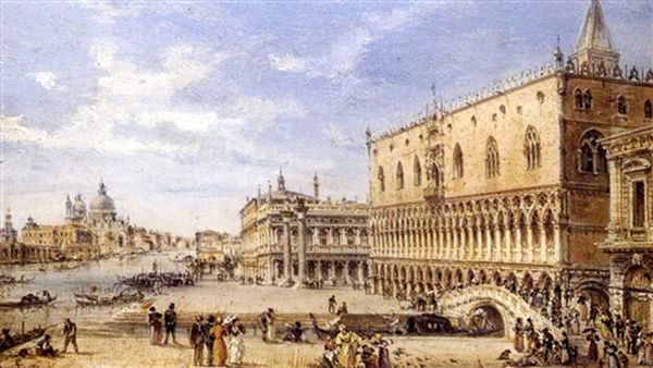 Venezia, La Piazetta (+ Venezia, Riva Degli Schiavoni; 2 Works) by Giovanni Grubas