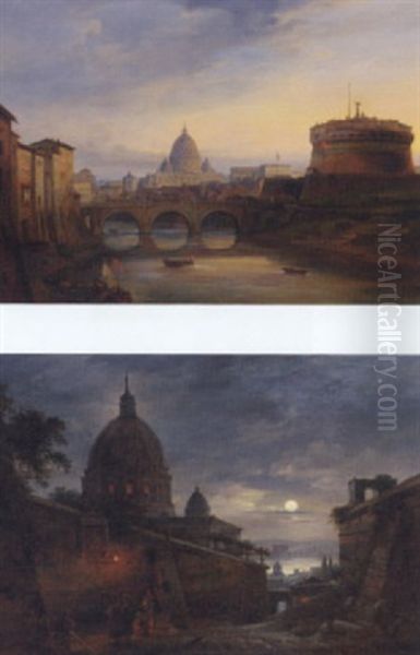 St. Peter's From The Tiber Oil Painting by Giovanni Grubas