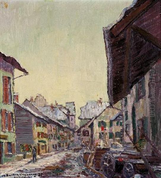 Vue De Village Animee,1921 Oil Painting by Charles Baillon-Vincennes