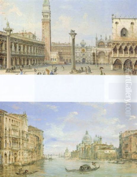 Elegant Figures In Piazza San Marco Oil Painting by Giovanni Grubas