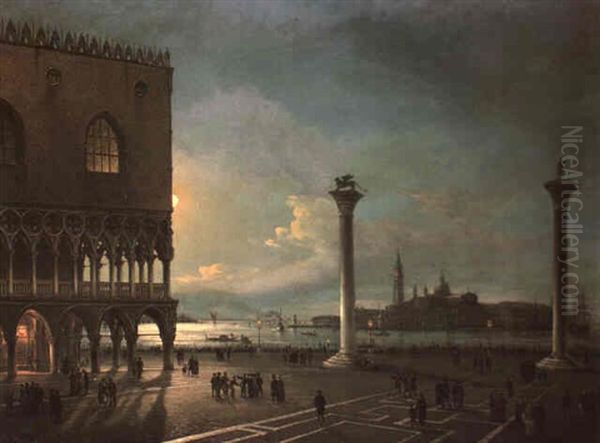 Piazzetta With The Isola Di San Giorgio Maggiore, Venice Oil Painting by Giovanni Grubas