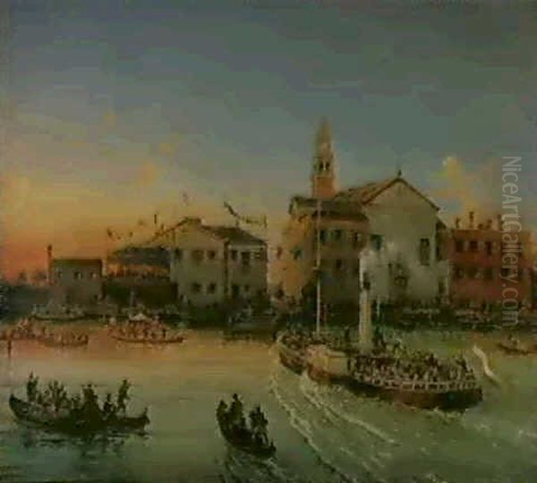 L'alba Del 'redentore' A S. Maria Elisabetta Del Lido Oil Painting by Giovanni Grubas