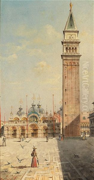 Venedig Bei Nacht (+ Blick Auf Den Markusplatz; 2 Works) Oil Painting by Marco Grubas