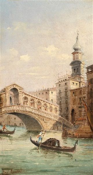 Rialtobruck In Venedig Oil Painting by Marco Grubas