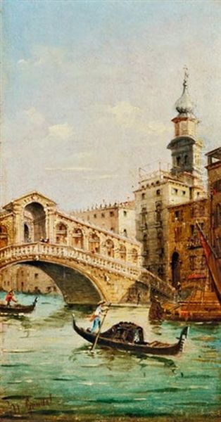 A Rialto Hid Velenceben Oil Painting by Marco Grubas